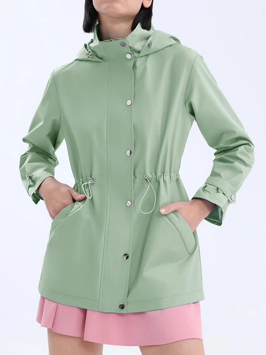 Damen Regenjacke mit Kapuze & Taillenzug Kordelzug - Mehrfarbig