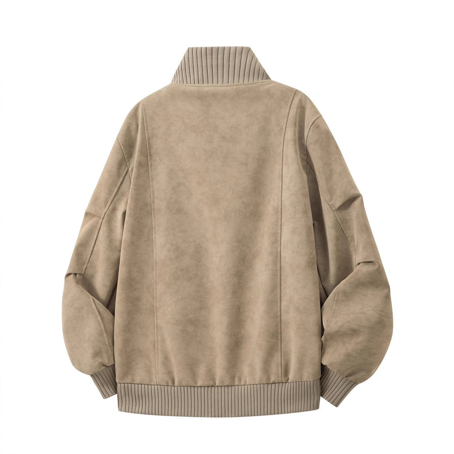 Unisex Reißverschluss Jacke mit Stehkragen und Rippbündchen