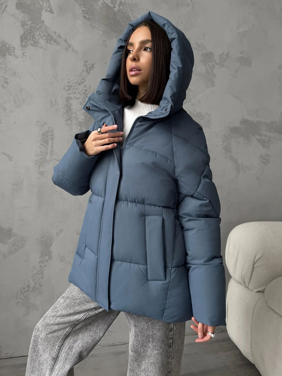 Damen Steppjacke mit Kapuze, kurze Puffajacke in verschiedenen Farben