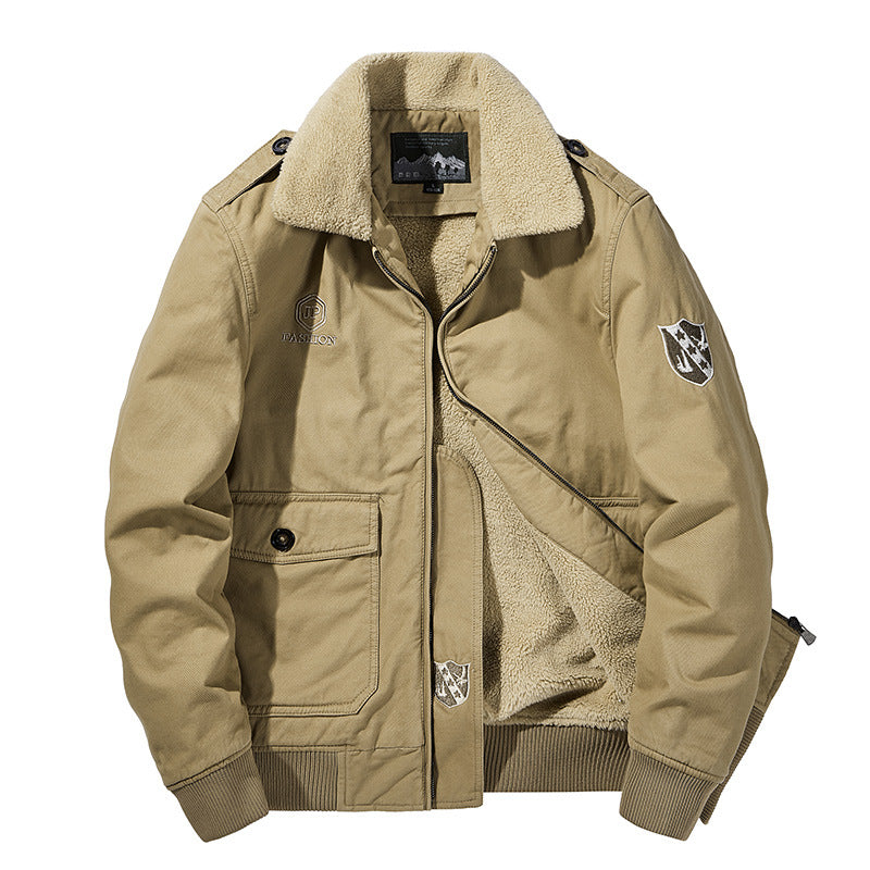 Herren Winter Bomberjacke mit Teddyfutter & Teddykragen, Olivgrün