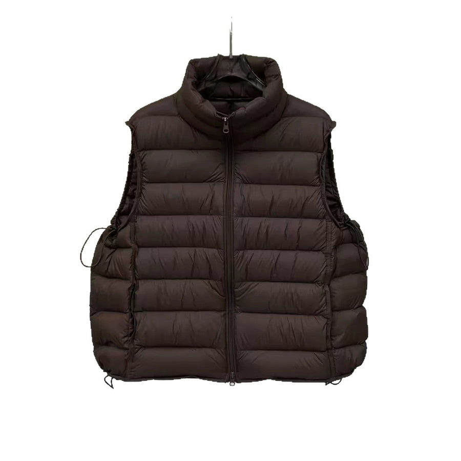Uniseks gewatteerde bodywarmer met opstaande kraag, mouwloos model met ritssluiting