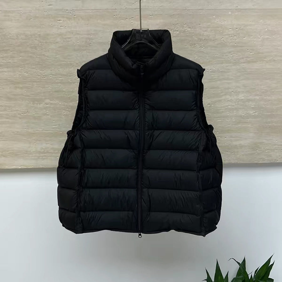 Uniseks gewatteerde bodywarmer met opstaande kraag, mouwloos model met ritssluiting