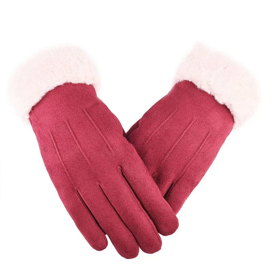 Winter Handschuhe aus weichem Material mit Plüschmanschette Braun