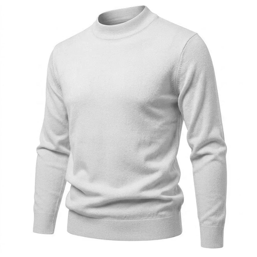Heren trui met mock neck, geribde col en casual gebreid ontwerp