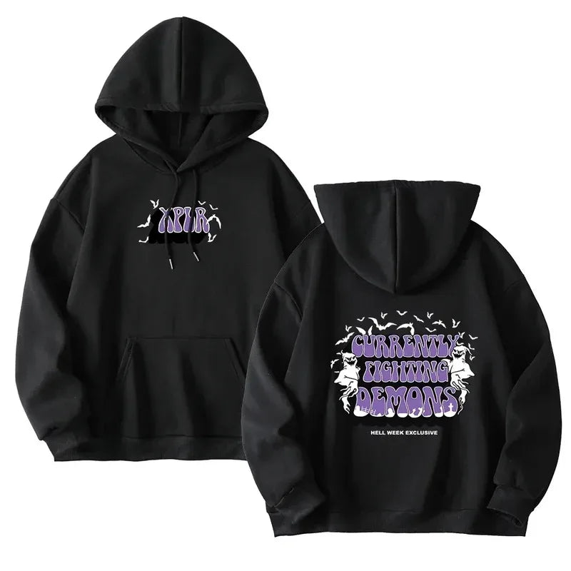 Unisexhoodie met capuchon en statementprint