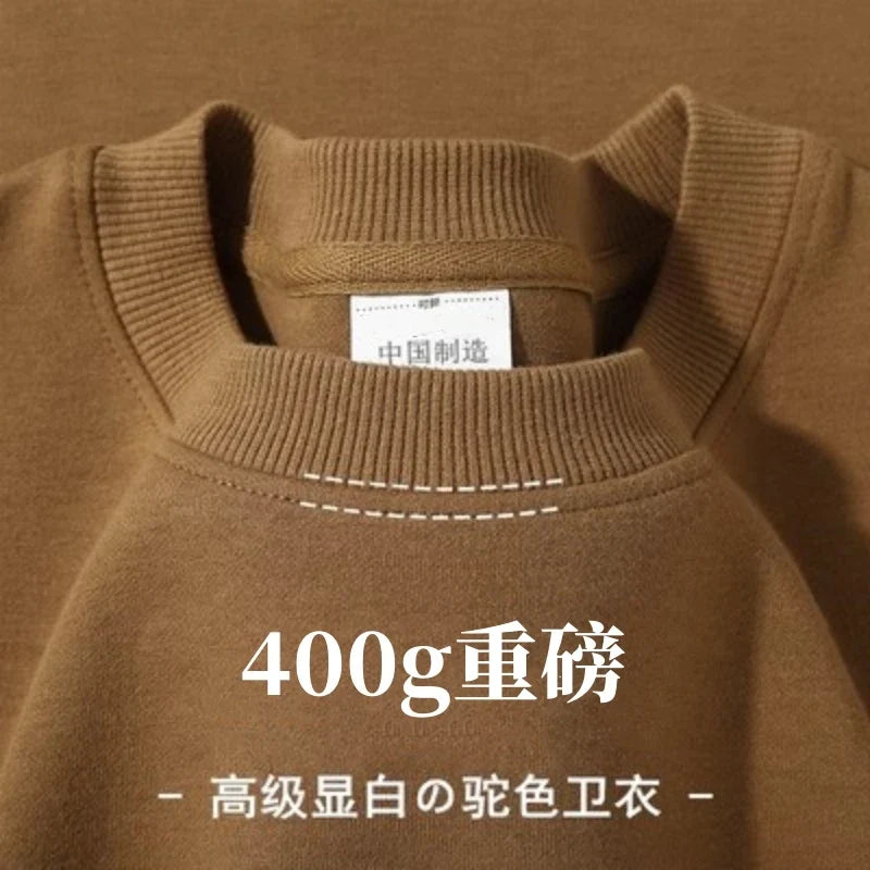 Unisex sweater met lange mouwen en ronde hals, gevoerd met fleece