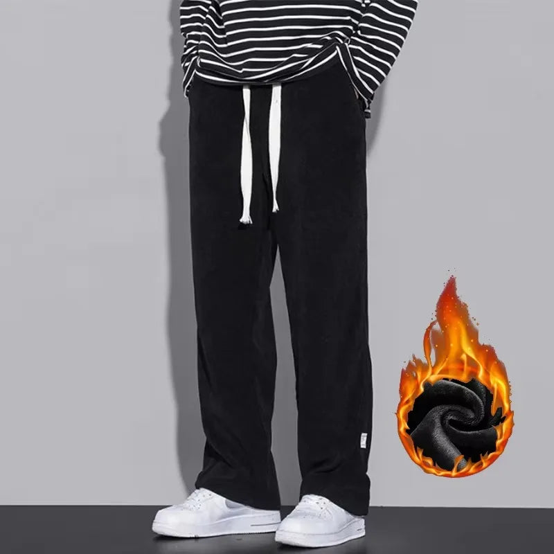 Unisex Winterhose mit Fleecefutter, Lässige Weite Freizeithose mit Kordelzug