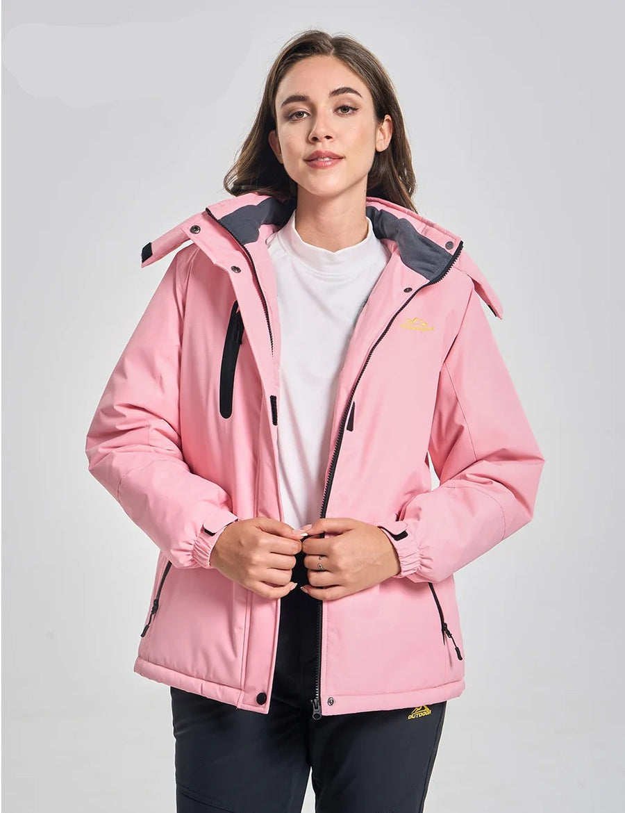 Damesoutdoorjas met capuchon - waterafstotende winterjas