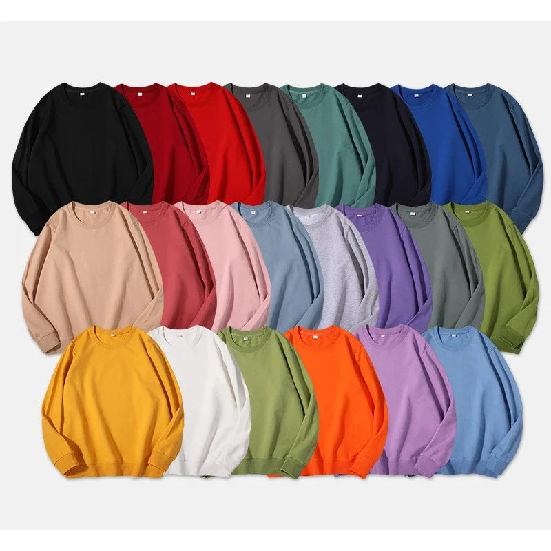 Unisex basic sweatshirt met ronde hals, lange mouwen, effen, geribde boorden, casual trui