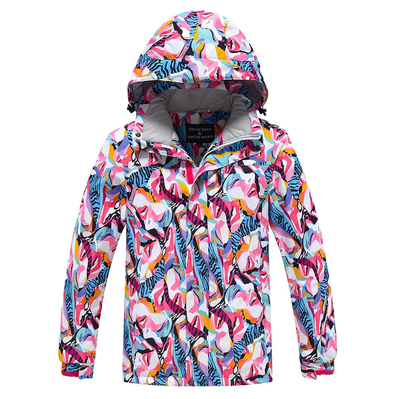 Unisex Outdoorjacke mit Kapuze, bunter Druck