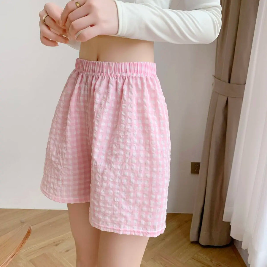 Damen karierte Shorts luftig mit Gummibund