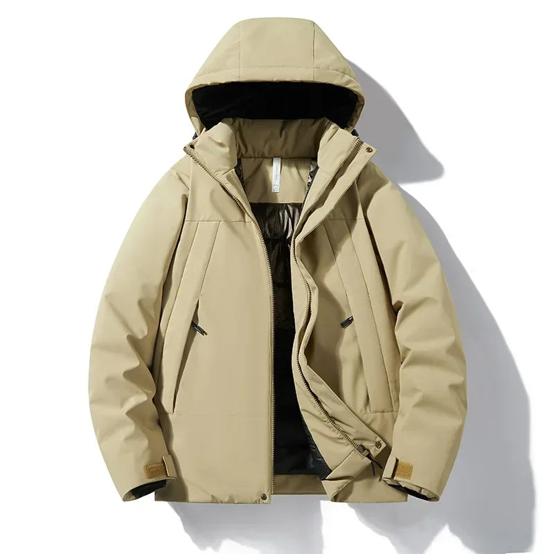 Unisex Winterjacke mit Kapuze, gepolstert, Reißverschluss, warm