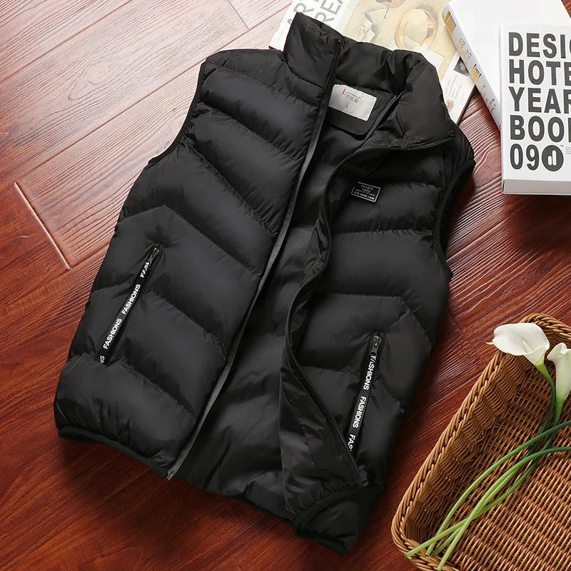 Herren Steppweste mit Stehkragen - Gesteppte Winter Weste mit Reißverschluss & Taschen