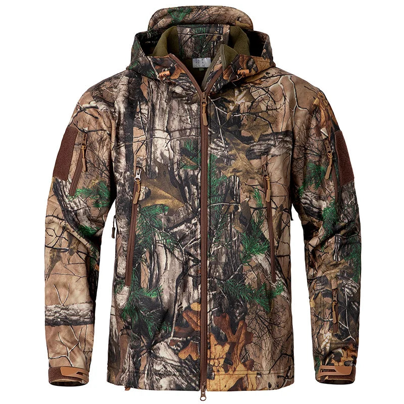 Herren Tarnmuster Outdoor Jacke mit Kapuze und Reißverschluss