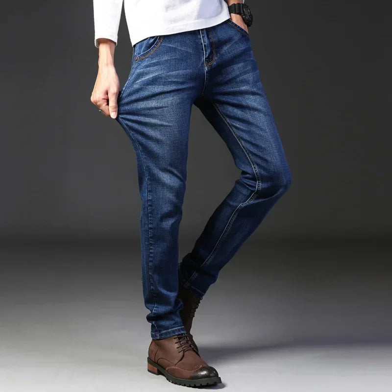 Herenjeans straight fit denim broek blauw