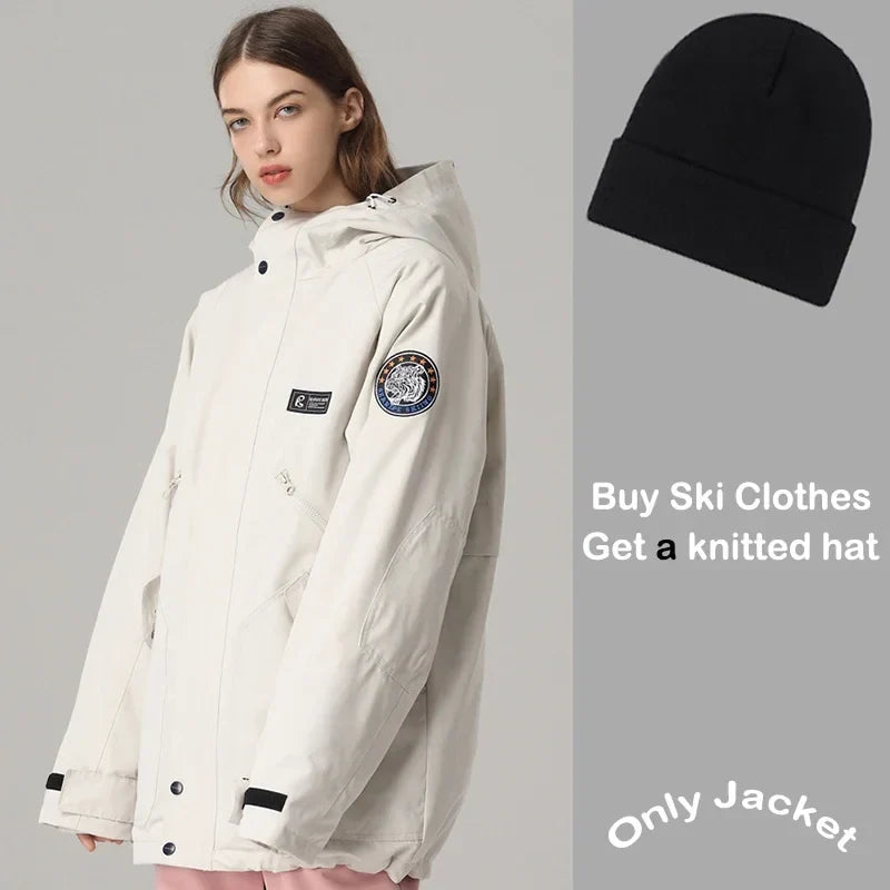 Unisex Winter Skijacke mit Kapuze & Reißverschluss – Winddichte Snowboardjacke