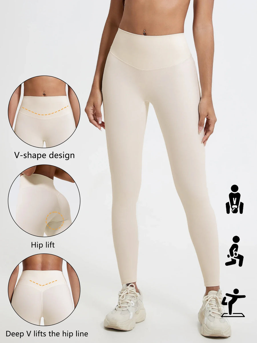 Sportlegging voor dames met hoge taille, V-design en liftend effect voor de billen