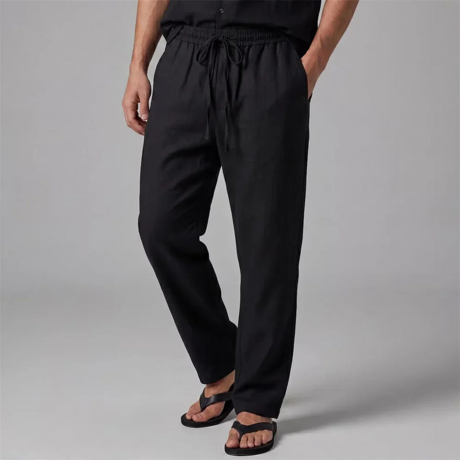 Herren Freizeithose Weites Bein Kordelzug Weiß