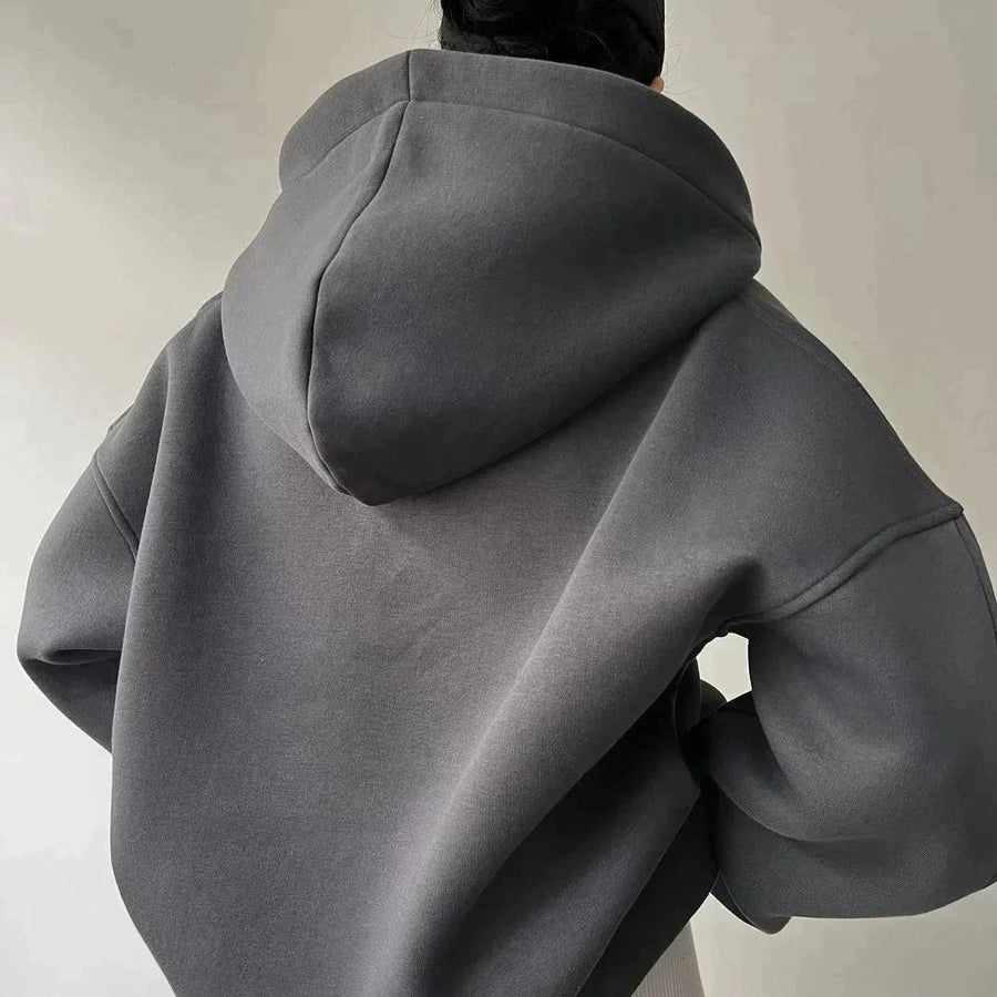 Unisex Oversized Hoodie mit Polokragen und Kapuze