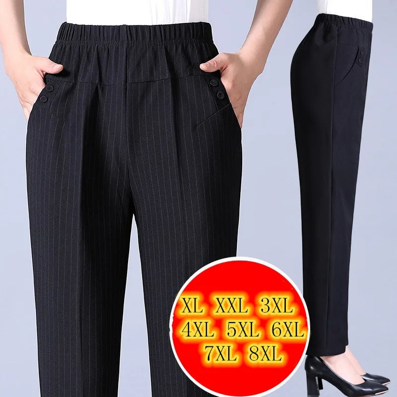 Damen Hose mit Gummibund und Taschen, gestreift oder kariert