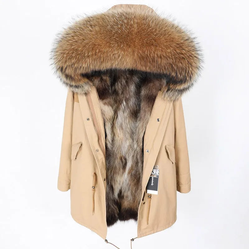 Damen Winterparka mit abnehmbarem Kunstpelzbesatz und Futter