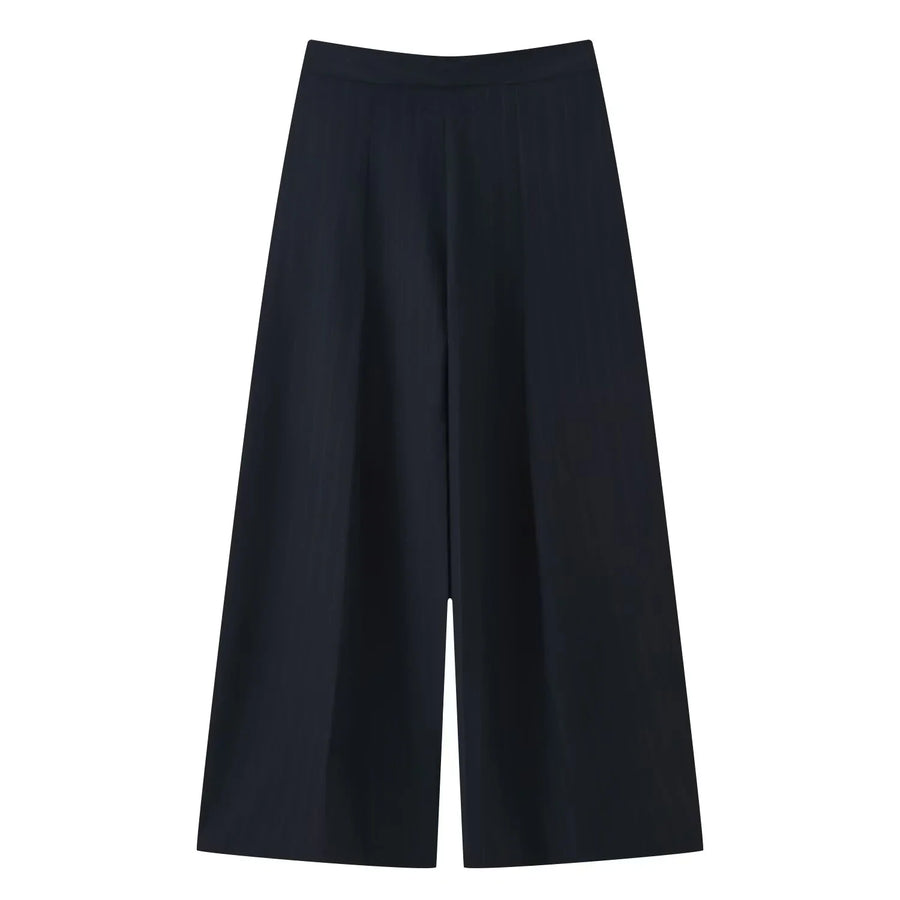 Damen Culottes Weites Bein Plissee Hose Kurz Unifarben