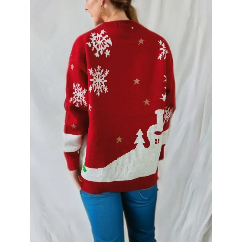 Kerstpullover met peperkoekmannetje, ronde hals en lange mouwen