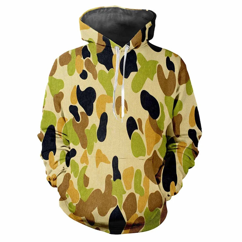 Hoodie met capuchon, camouflagepatroon, kangoeroezak, unisex