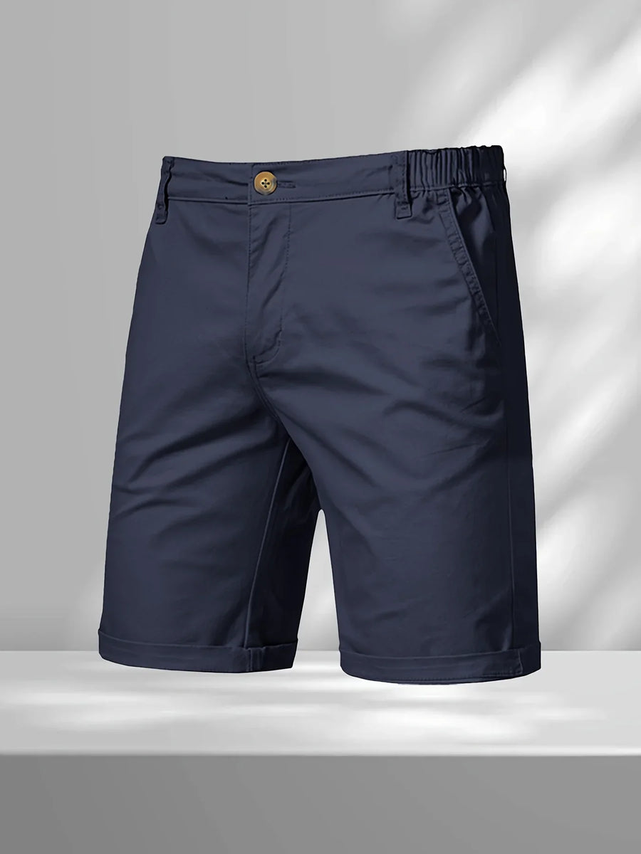 Chinoshorts voor heren met elastische tailleband en knoopsluiting