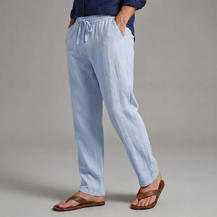 Herren Freizeithose Weites Bein Kordelzug Weiß