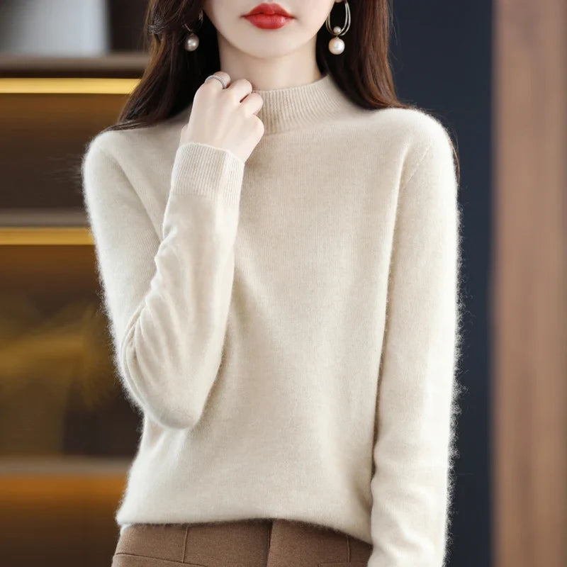Damen Pullover mit Stehkragen Langarm