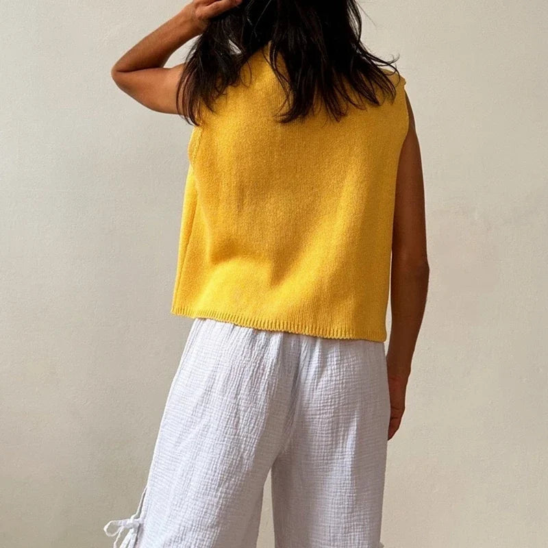 Damen Strickweste mit V-Ausschnitt und Knopfleiste