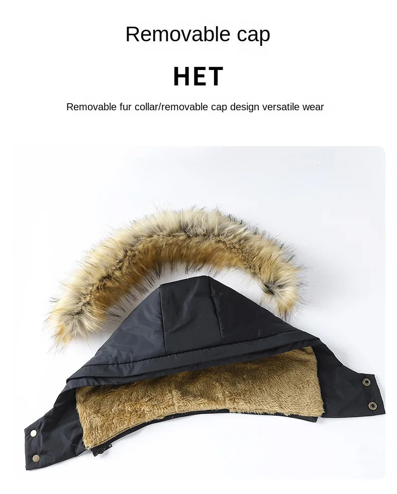 Herren Winterjacke mit Kapuze und Kunstfellbesatz, gefüttert