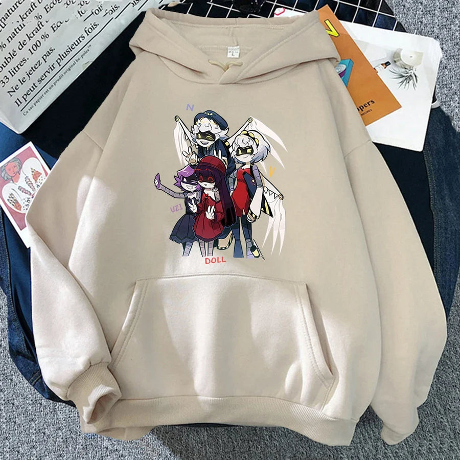 Unisexhoodie met kangoeroezak en anime-opdruk