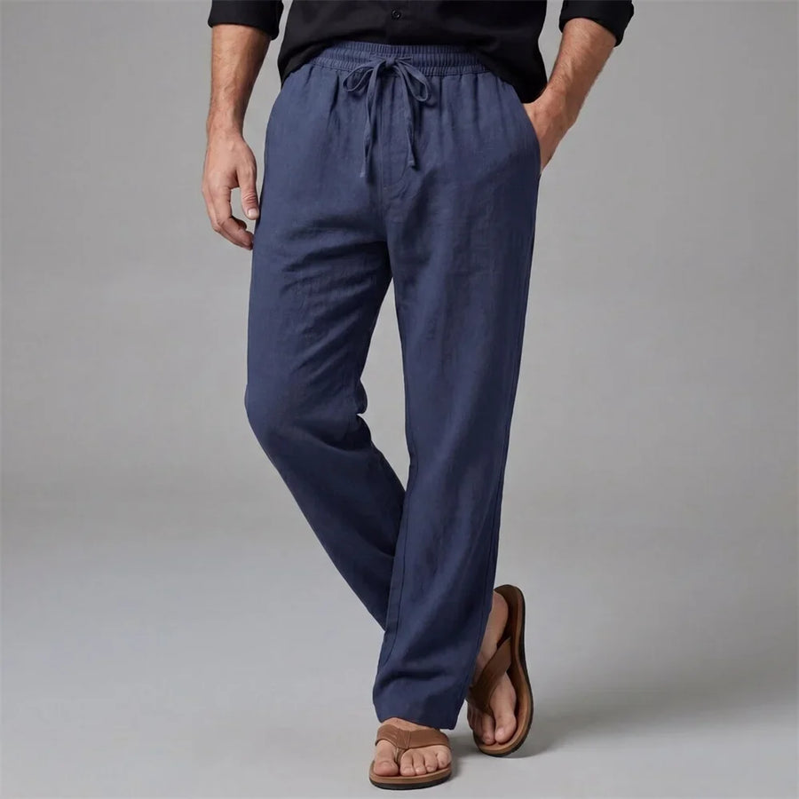 Herren Freizeithose Weites Bein Kordelzug Weiß
