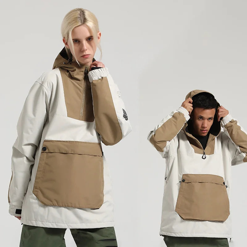 Unisex Anorak Jacke mit Kapuze & Kängurutasche – Wasserdicht aus Synthetik