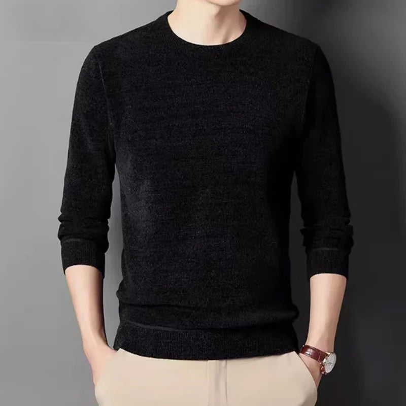 Herren Rundhals Pullover Langarm Fleece-Futter