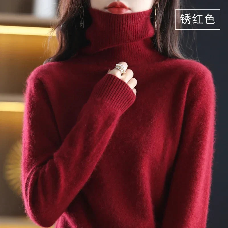 Damen Rollkragenpullover Langarm Strickpullover Weiches Material