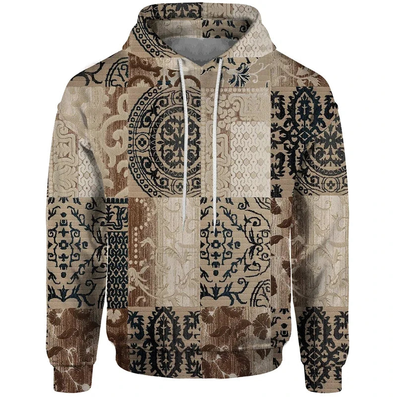 Hoodie met patchworkpatroon en capuchon