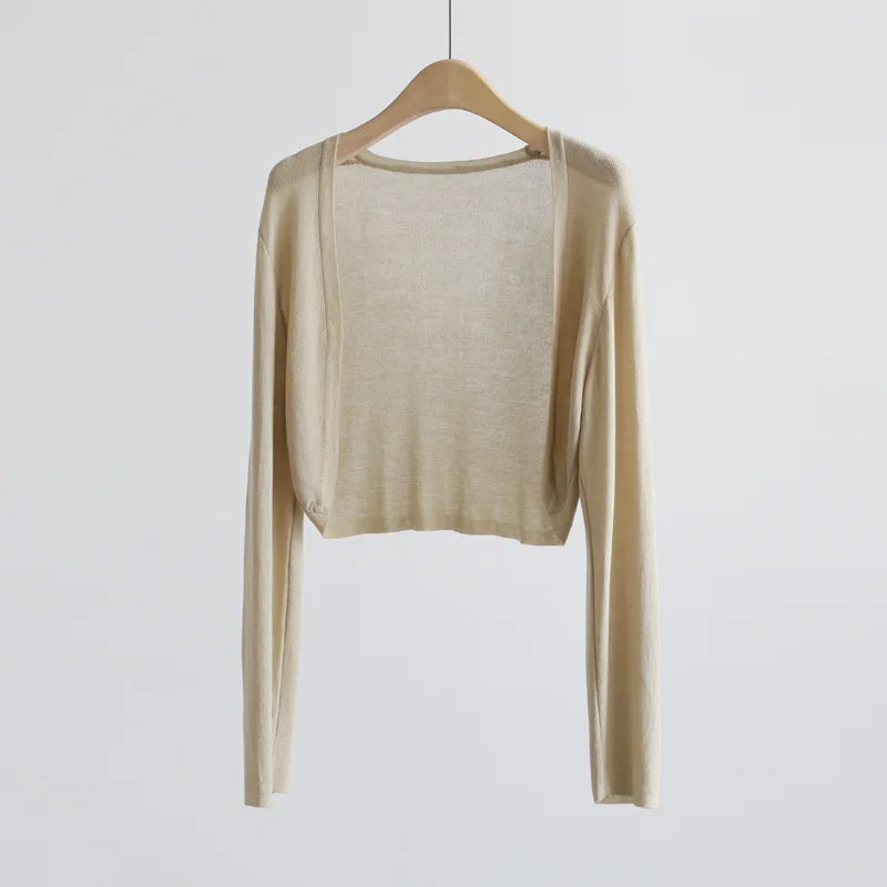 Damen Kurzarm Bolero Cardigan Strickjacke Leicht Sommerlich