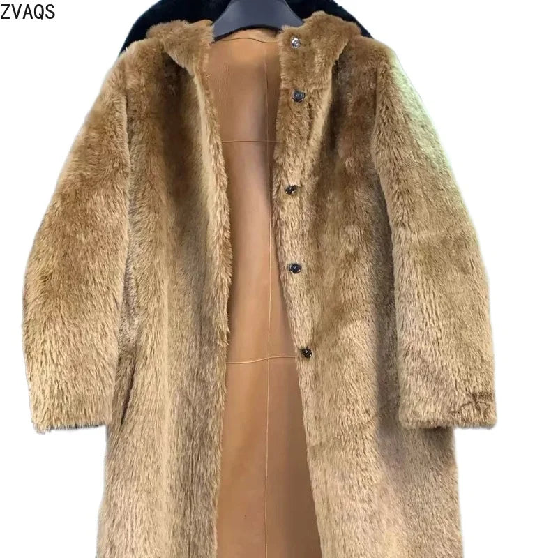 Brauner Wende-Kurzmantel mit Kapuze für Damen