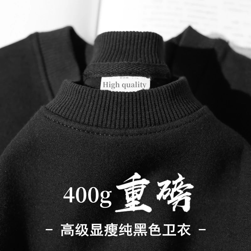 Unisex sweater met lange mouwen en ronde hals, gevoerd met fleece