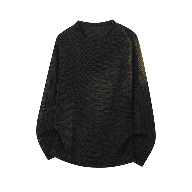 Unisex oversized trui met lange mouwen, grofgebreide look, ronde hals, ruimvallend, bruin, grijs, zwart