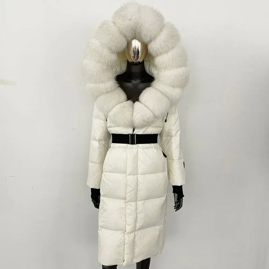 Damen Winter Steppmantel mit Kapuze und Fellkragen Schwarz Grau