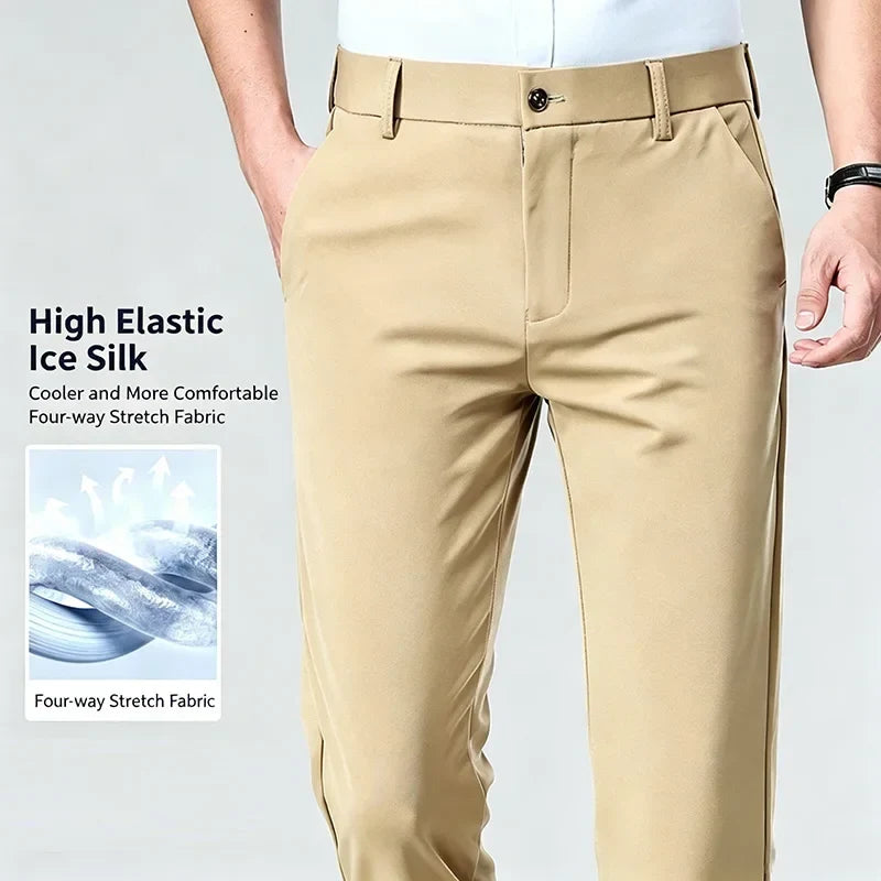 Herren Business-Hose Schwarz Gerade Passform Anzughose