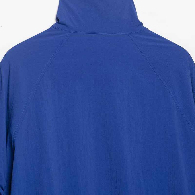 Damen Blouson Jacke Blau Stehkragen Knopfleiste Lange Ärmel