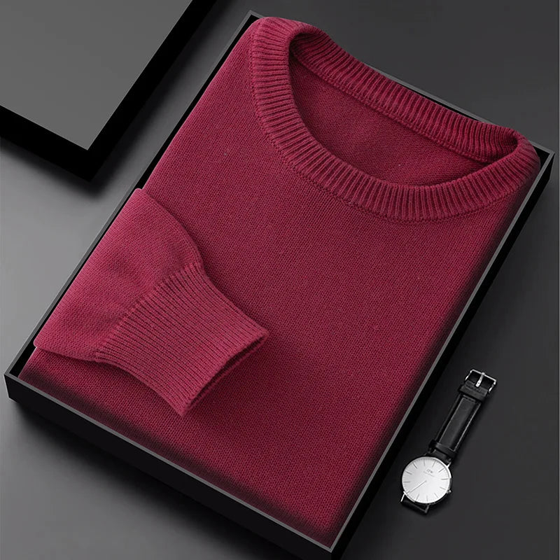 Herren Rundhals Pullover Basic Strickpullover Langarm