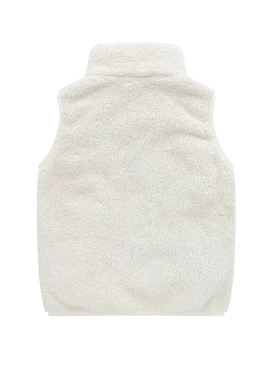 Teddyfleecevest voor kinderen, pluizige kinderbodywarmer met hoge kraag en rits