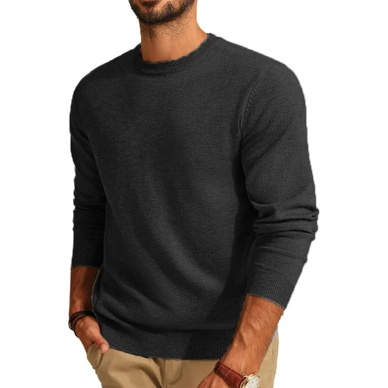 Heren pullover met ronde hals in wijnrood