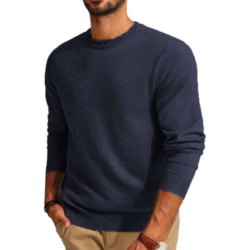 Heren pullover met ronde hals in wijnrood